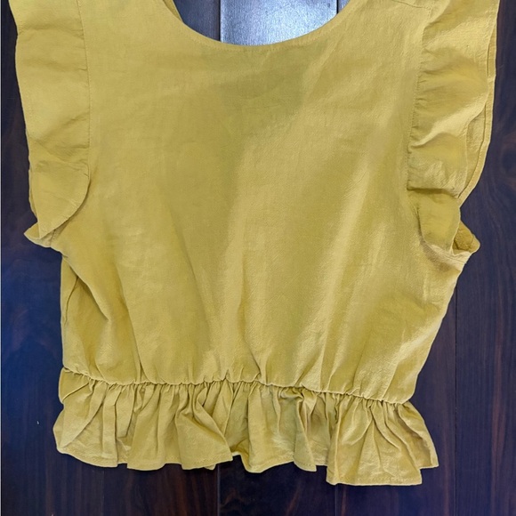 New York & Company Mustard Ruffled Blouse - Picture 3 of 5